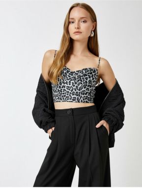 Koton Leopard Patterned Thin Strap Crop Undershirt