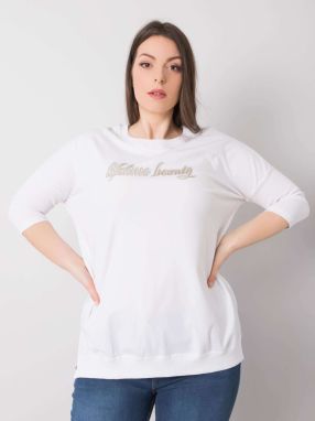 Oversized white women's blouse with inscription