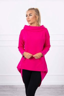 Sweatshirt with long back and hood fuchsia