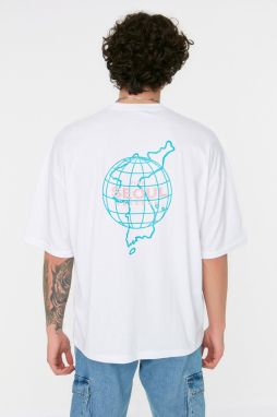 Trendyol Oversize/Wide Cut Crew Neck Short Sleeve Far East Print 100% Cotton T-Shirt