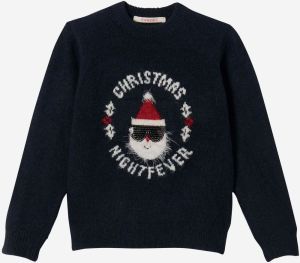 Dark blue girly sweater with Christmas motif CAMAIEU - Girls