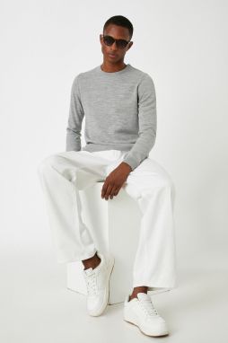 Koton Men's Gray Basic Sweater