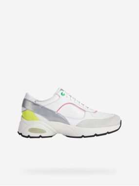 White Women's Sneakers with Leather Details Geox Alhour - Women