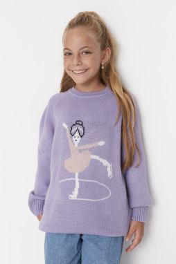 Trendyol Lilac Ballerina Patterned Girl Knitwear Sweater