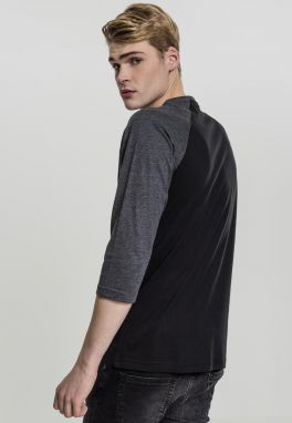 Contrasting 3/4 sleeve raglan t-shirt blk/cha