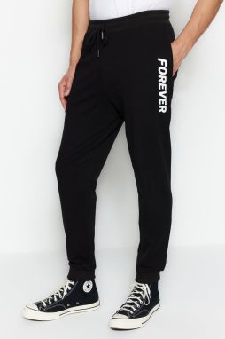 Trendyol Black Regular/Regular Fit Printed Elastic Cuff Sweatpants