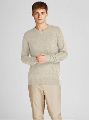 Beige Mens Hairbred Basic Sweater Jack & Jones Emil - Men