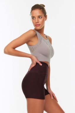 Trendyol Dark Plum Recovery Knitted Sports Shorts Leggings