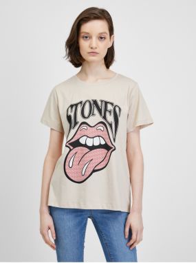 Beige T-shirt with print Noisy May Nate - Women