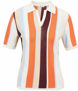 Orange-Cream Light Striped Short Sleeve Sweater ORSAY - Women