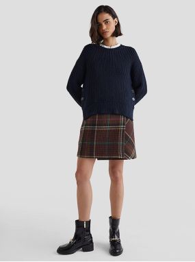 Burgundy women's plaid skirt with wool blend Tommy Hilfiger - Women