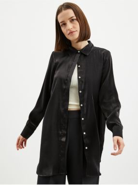 Black Ladies Satin Long Shirt JDY Paris - Ladies