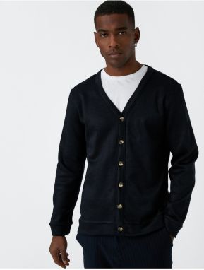 Koton V-Neck Cardigan Button Detailed