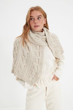 Trendyol Beige Knitted Detailed Knitwear Scarf