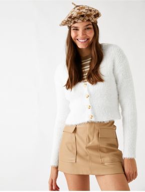 Koton Crop Cardigan s výstrihom do V dlhý rukáv