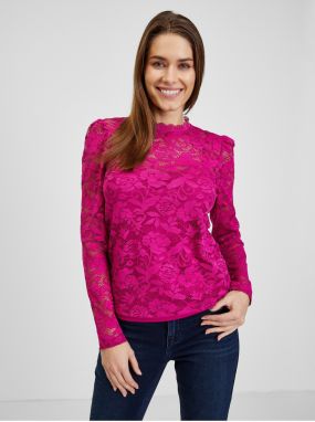 Dark pink women's lace T-shirt ORSAY - Women