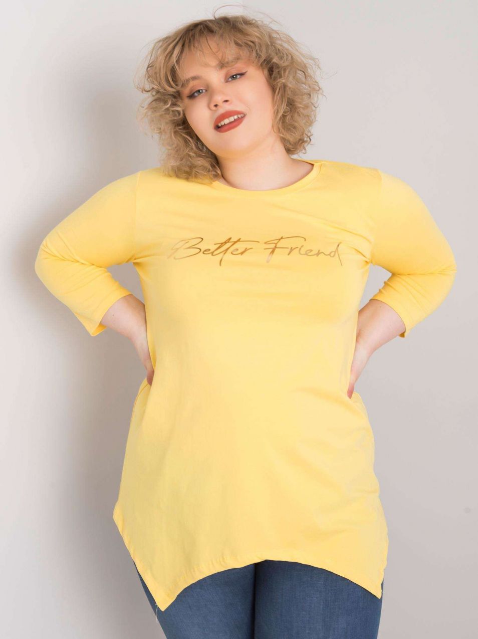 Yellow blouse with inscription