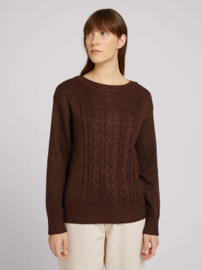 Brown Ladies Sweater with braids Tom Tailor - Women