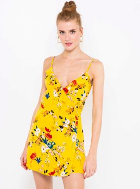 Yellow flowered short overall CAMAIEU - Ladies