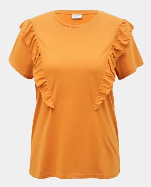 Orange T-shirt with frills JDY Karen - Women