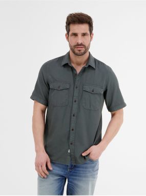 Dark green men's short sleeve shirt LERROS - Men