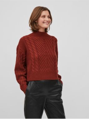 Brick women's sweater with braids VILA Apoline - Women