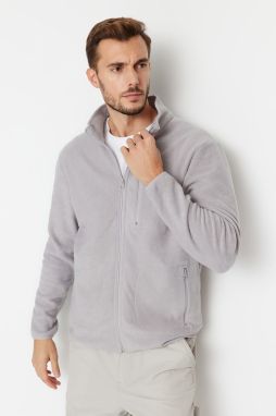 Trendyol Gray Regular/Normal Fit Zipper Detail Warm Thick Fleece Sweatshirt