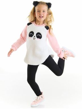 Denokids Plush Panda Girl Child Sweatshirt Leggings Set