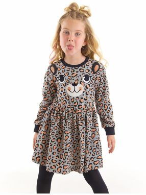 Denokids Leopard Patterned Gray Girls' Dress