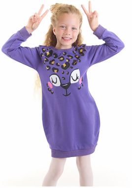 Mushi Lilac Leopard Girl's Balloon Dress