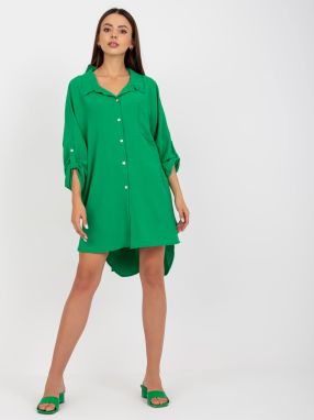 Green casual dress with collar by Elaria