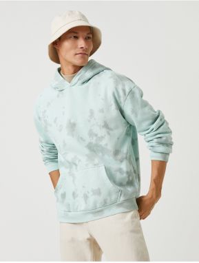 Koton Hooded Oversized Sweatshirt, Rayon-Shaped Far East Embroidered Abstract Pattern, With Pockets.
