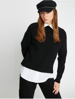 Koton Pletený sveter s vysokým golierom dlhý rukáv