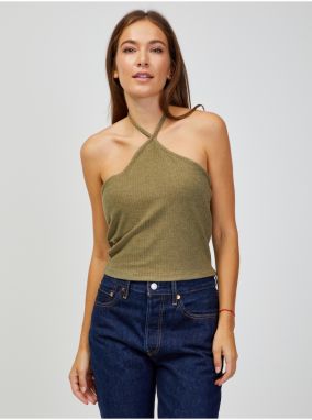 Khaki Ribbed Cropped Tank Top ONLY Emma - Women