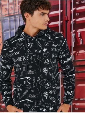 Koton Printed Hoodie and Sweatshirt with Pocket Detail.