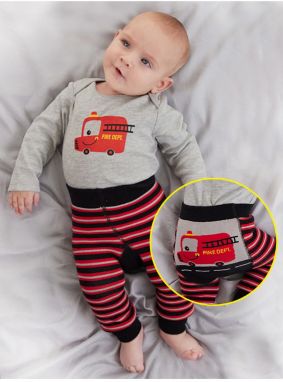 Denokids Fire Brigade Baby Boy Body Tights-Pants Set