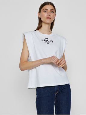 White women's T-shirt with Replay print - Women