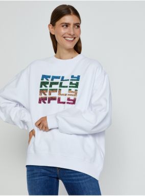 White Women's Oversize Sweatshirt with Replay Inscription - Women