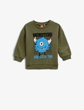 Koton Monster Print Sweatshirt Long Sleeve Crew Neck