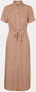 Beige Shirt Maxi-dress with Tie Noisy May Cersei - Women