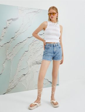 Şahika Ercümen X Koton - Denim Shorts with Normal Waist Pockets