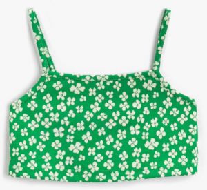 Koton Girl's Green Patterned Undershirt