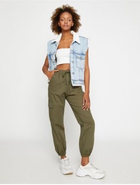 Koton Cargo Pants with Pocket Detail Tie Waist