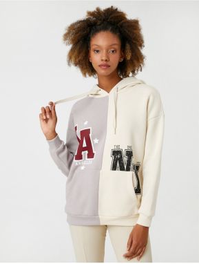 Koton Hoodie Sweatshirt College Printed Kangaroo Long Sleeve with Pocket, Fleece Inside.