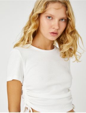 Koton Crop Pleated T-Shirt Short Sleeves