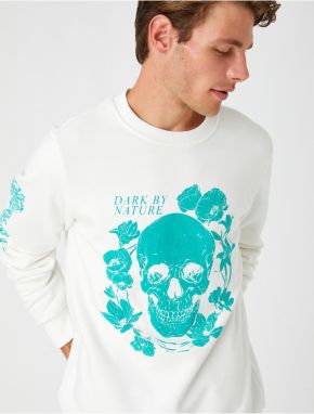 Koton Skull Printed Sweatshirt Crew Neck