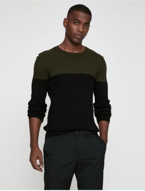 Koton Basic Sweater Color Block Crew Neck