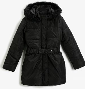 Koton Long Puffer Coat Faux Für Detailed