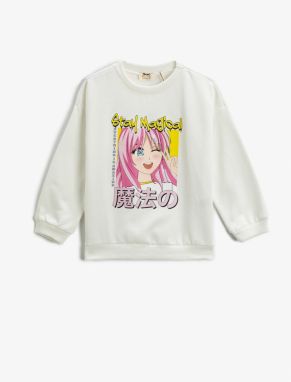 Koton Anime Printed Sweatshirt Crew Neck