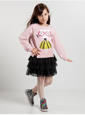 Denokids Heart Glasses Girls Tulle Sweatshirt Skirt Set